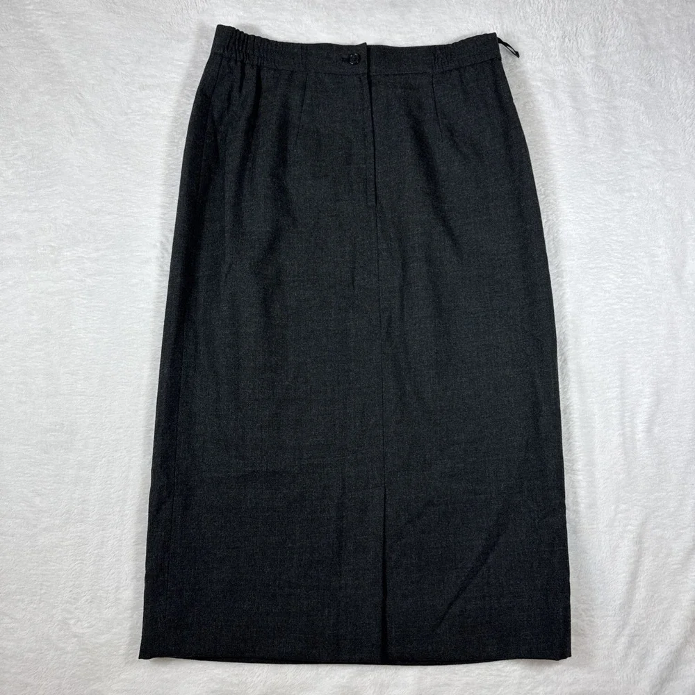 100% Pure Wool Dark Grey Petite Size 6 Casual Corner Pencil Skirt Knee Length
